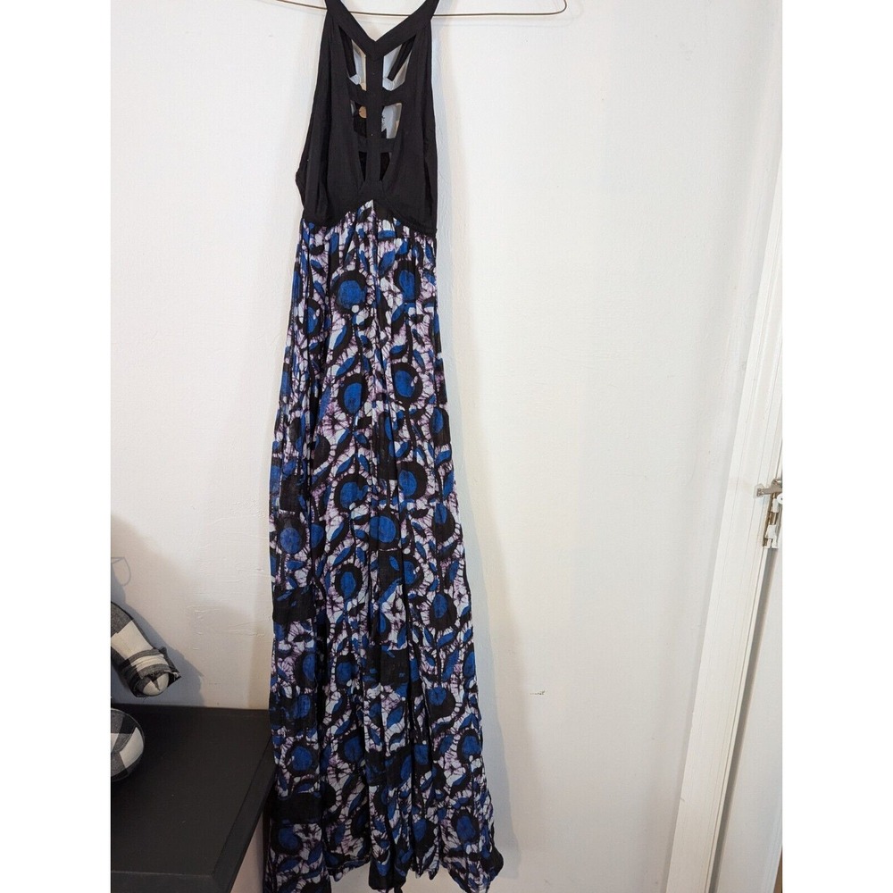 Free People One Kenya halter style blue black floral maxi dress size 0
